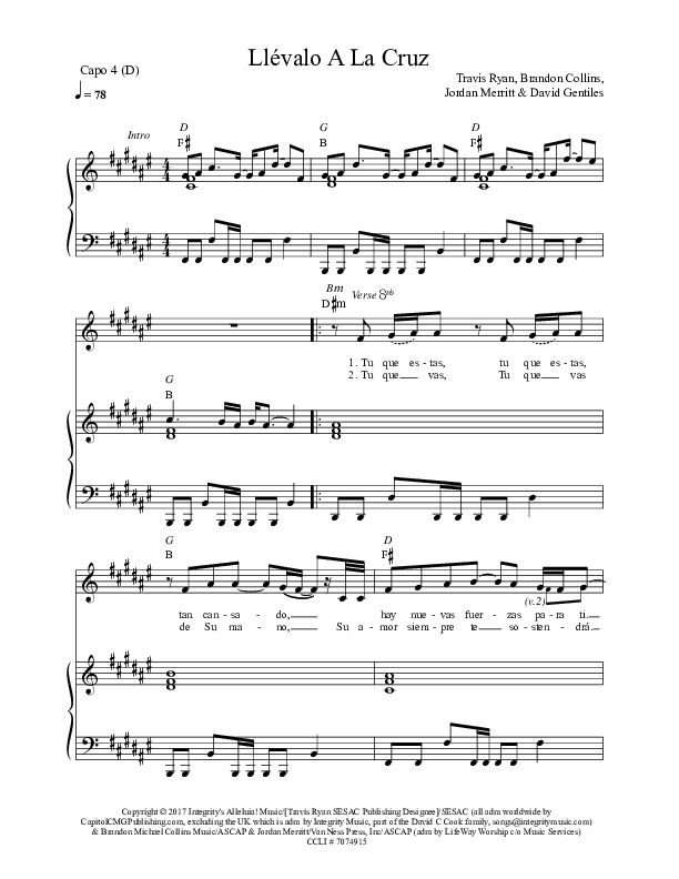 Llevalo A La Cruz Piano/Vocal (Jaci Velasquez)