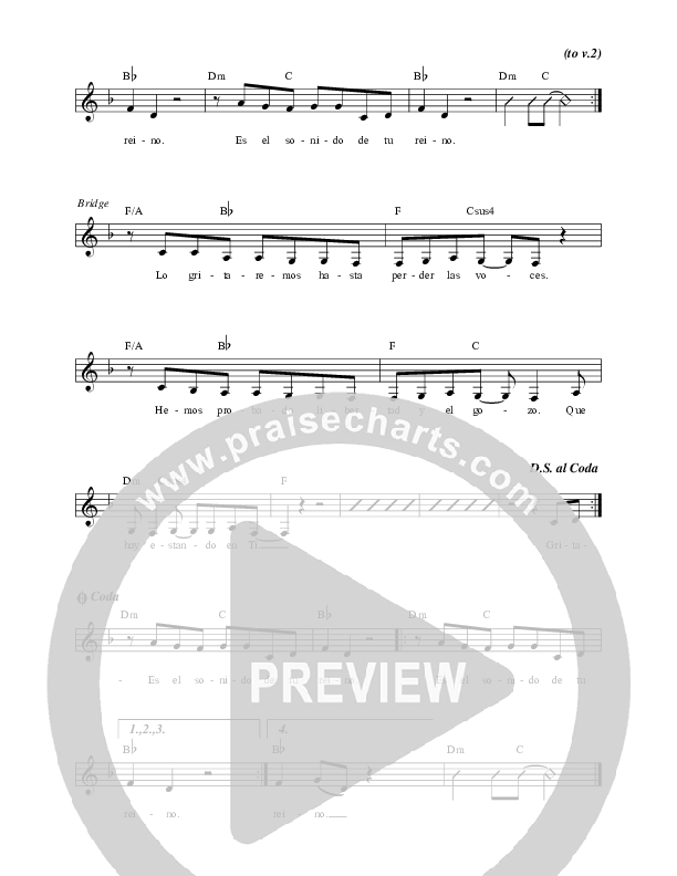 Sonido De Tu Reino Lead Sheet (Jaci Velasquez)