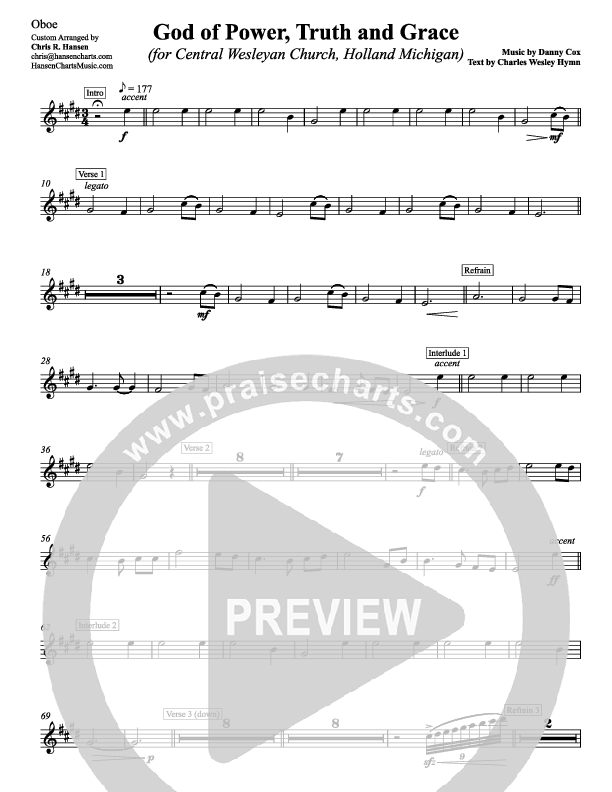 God Of Power Truth And Grace Oboe (Chris Hansen)