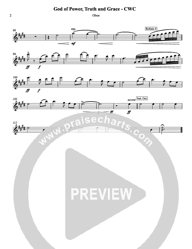 God Of Power Truth And Grace Oboe (Chris Hansen)