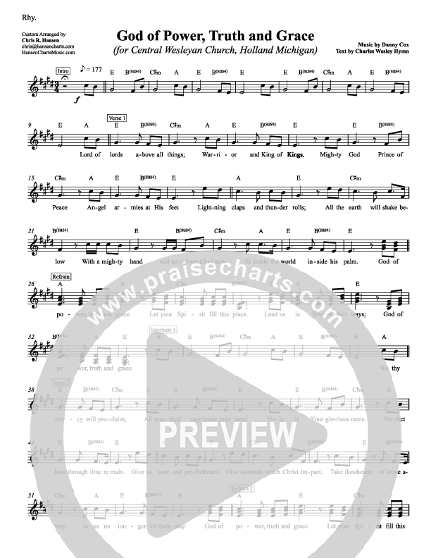 God Of Power Truth And Grace Rhythm Chart (Chris Hansen)