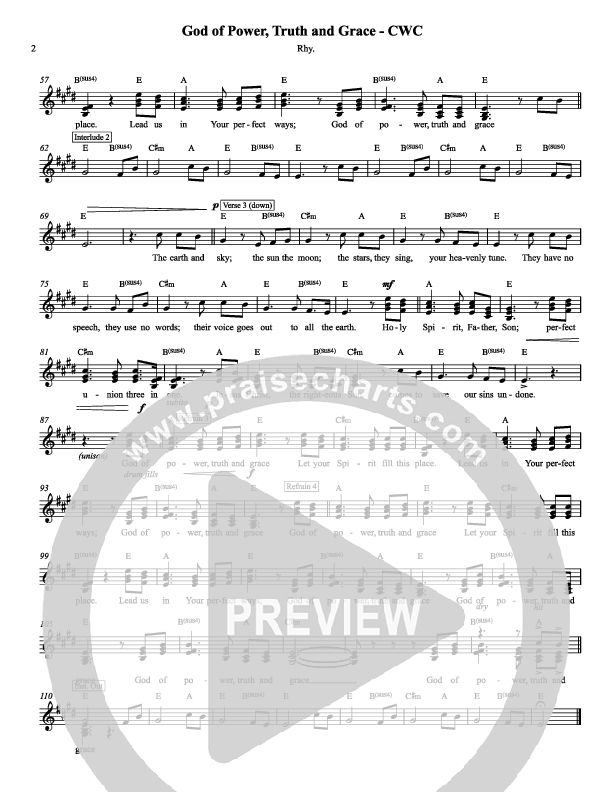 God Of Power Truth And Grace Rhythm Chart (Chris Hansen)