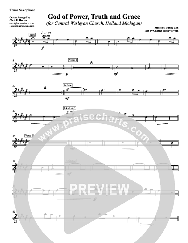 God Of Power Truth And Grace Tenor Sax 2 (Chris Hansen)