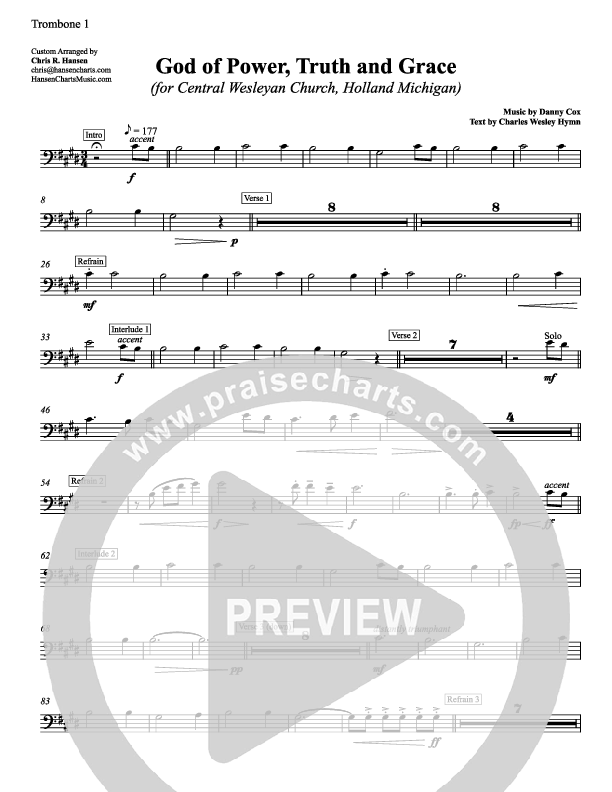 God Of Power Truth And Grace Trombone 1 (Chris Hansen)