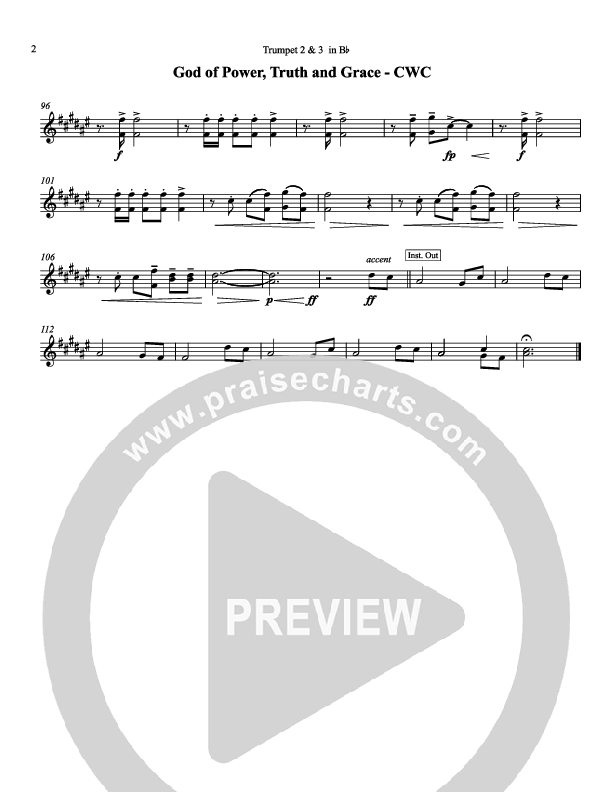 God Of Power Truth And Grace Trumpet 2/3 (Chris Hansen)