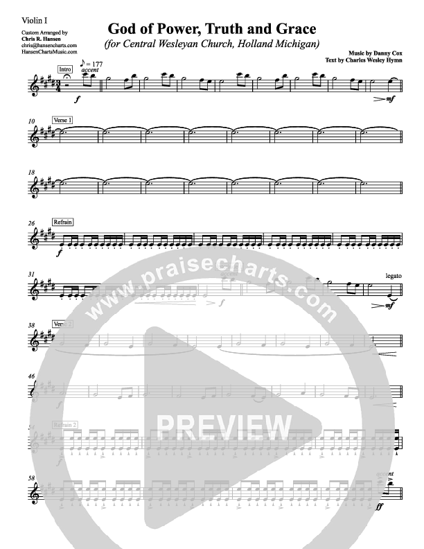 God Of Power Truth And Grace Violin 1 (Chris Hansen)