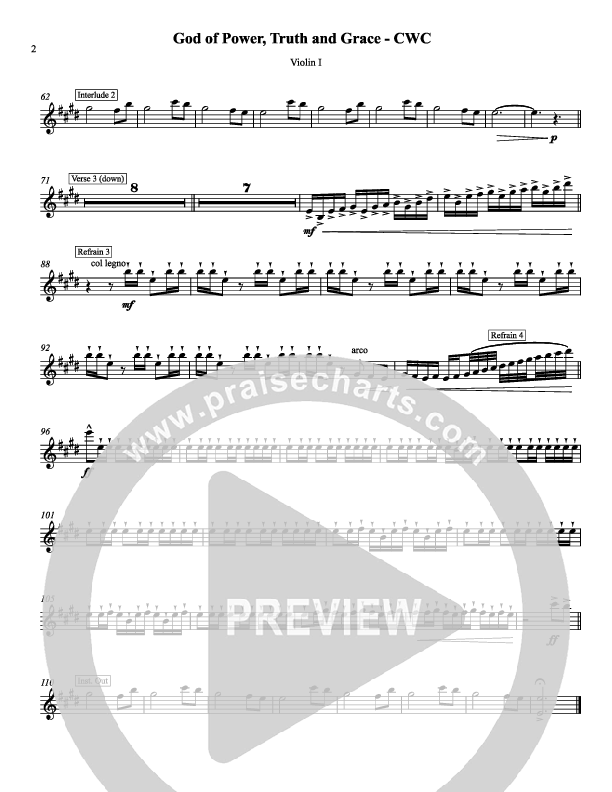 God Of Power Truth And Grace Violin 1 (Chris Hansen)