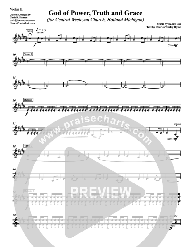 God Of Power Truth And Grace Violin 2 (Chris Hansen)