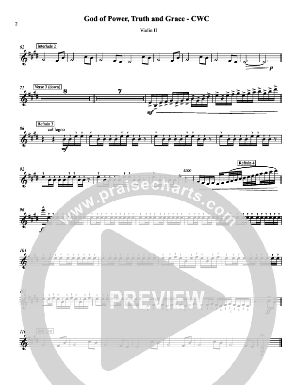 God Of Power Truth And Grace Violin 2 (Chris Hansen)