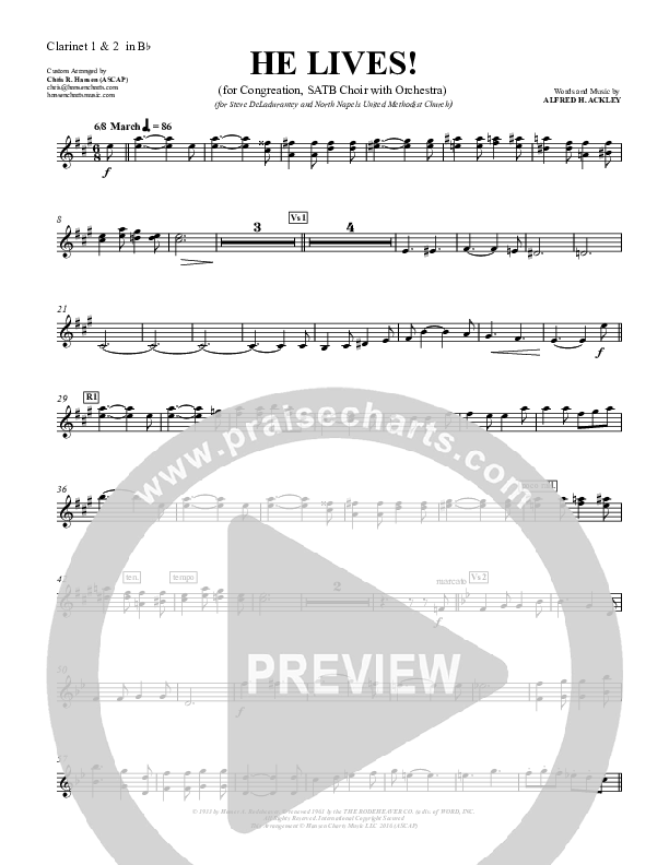 He Lives Clarinet 1/2 (Chris Hansen)