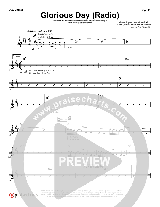 Glorious Day (Radio) Rhythm Chart (Passion / Kristian Stanfill)