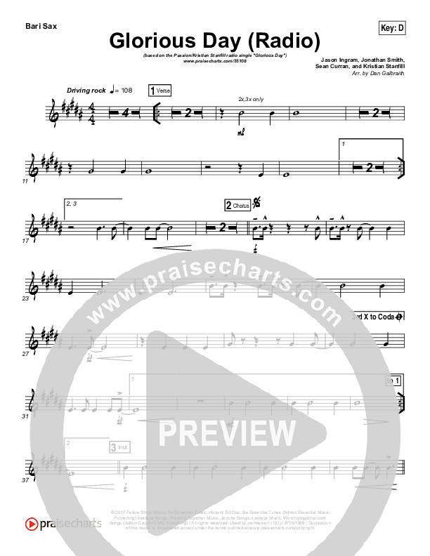 Glorious Day (Radio) Bari Sax (Passion / Kristian Stanfill)