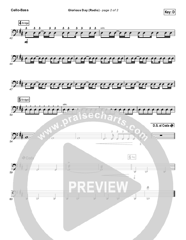 Glorious Day (Radio) Cello/Bass (Passion / Kristian Stanfill)