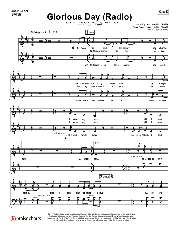 Glorious Day (Radio) Choir Vocals (SATB) (Passion / Kristian Stanfill)