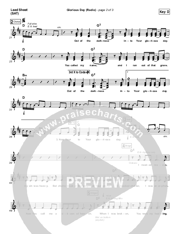 Glorious Day (Radio) Lead Sheet (SAT) (Passion / Kristian Stanfill)