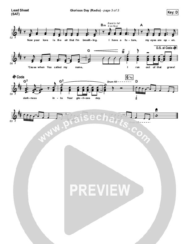 Glorious Day (Radio) Lead Sheet (SAT) (Passion / Kristian Stanfill)