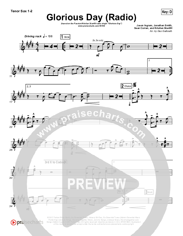 Glorious Day (Radio) Tenor Sax 1/2 (Passion / Kristian Stanfill)