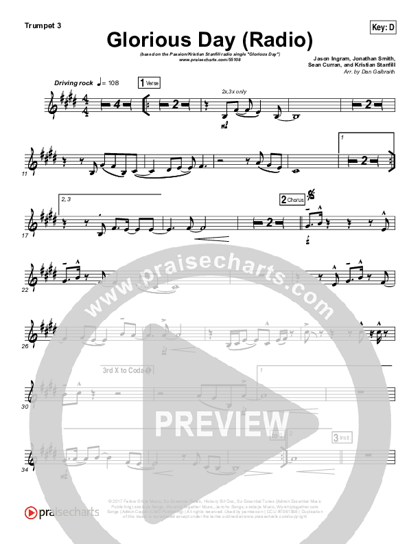 Glorious Day (Radio) Trumpet 3 (Passion / Kristian Stanfill)