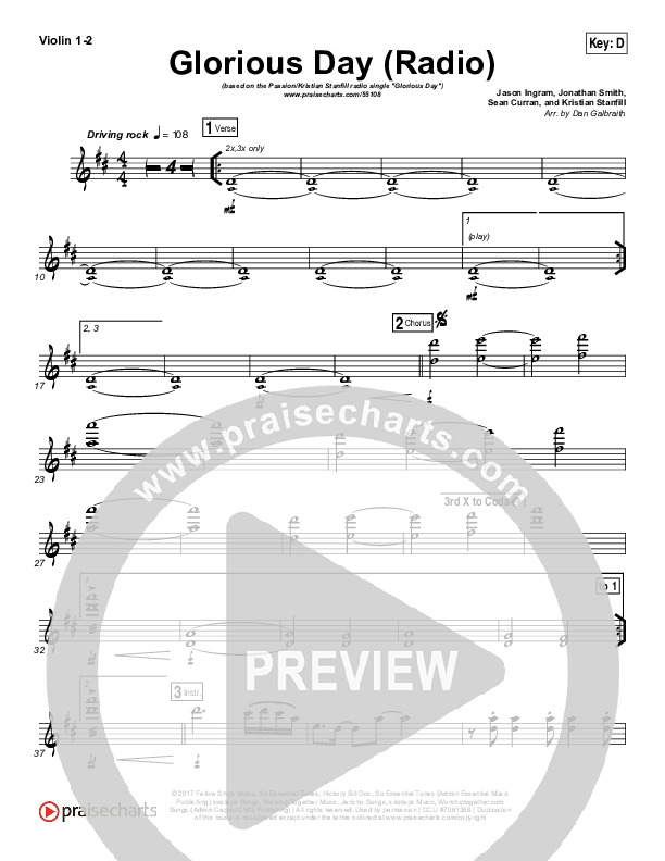 Glorious Day (Radio) Violin 1/2 (Passion / Kristian Stanfill)
