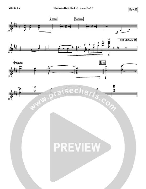 Glorious Day (Radio) Violin 1/2 (Passion / Kristian Stanfill)