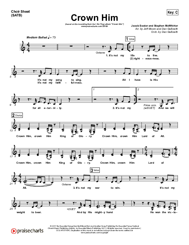 Crown Him Choir Sheet (SATB) (I Am They)