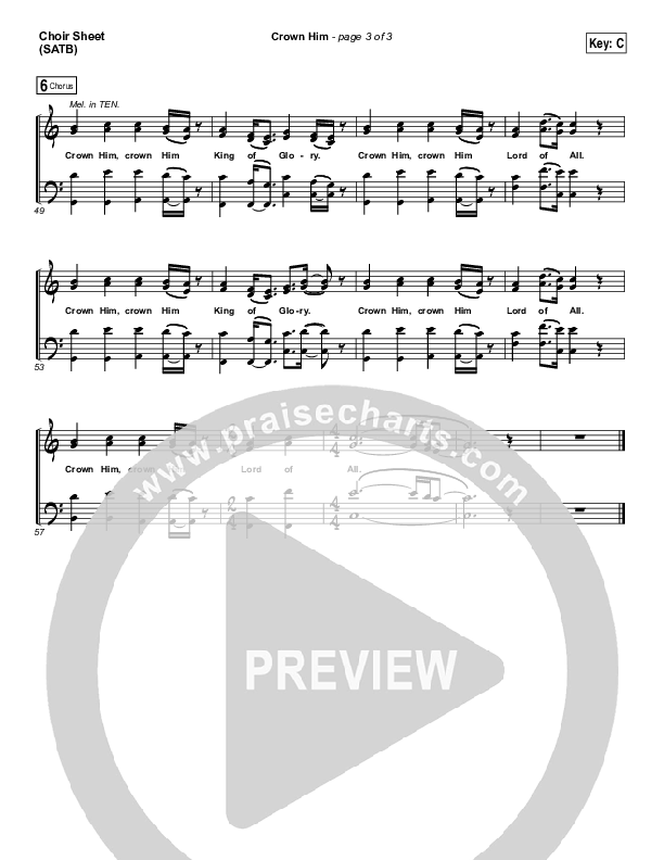 Crown Him Choir Sheet (SATB) (I Am They)