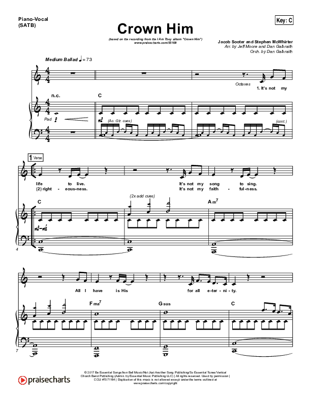 Crown Him Piano/Vocal (SATB) (I Am They)