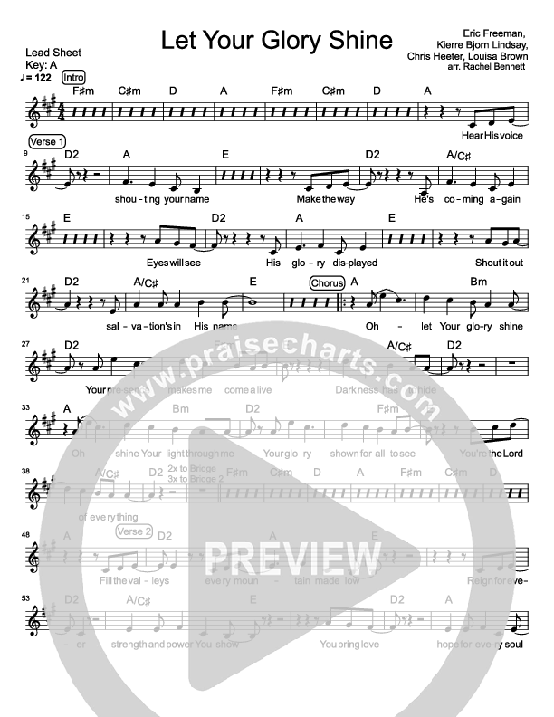 Let Your Glory Shine Lead Sheet (Daystar Worship)