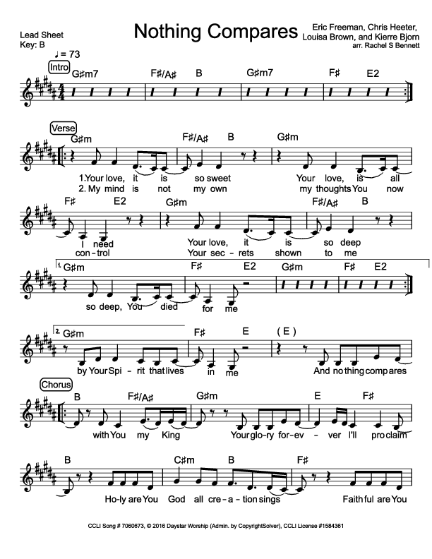 Nothing Compares Lead Sheet (Daystar Worship)