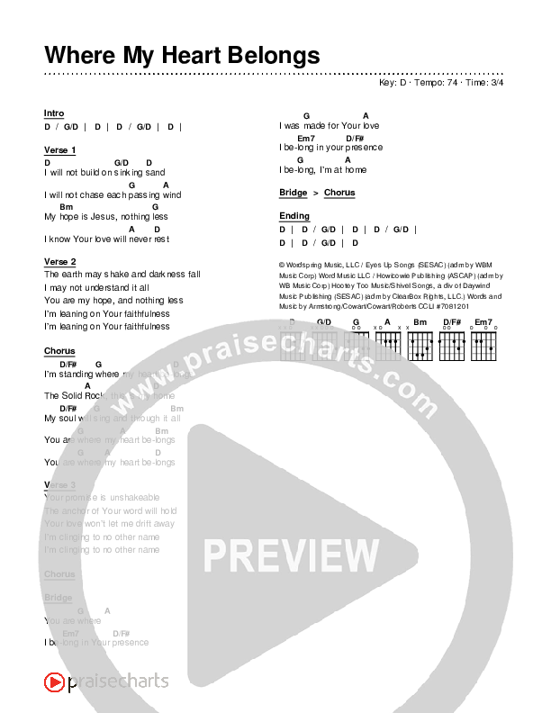 Where My Heart Belongs Chords & Lyrics (Kerrie Roberts)