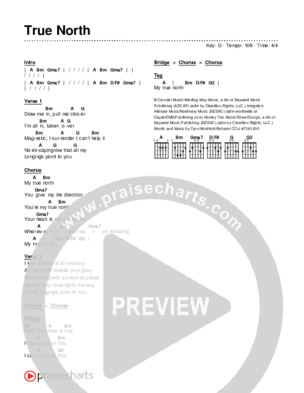 True North Chords & Lyrics (Kerrie Roberts)