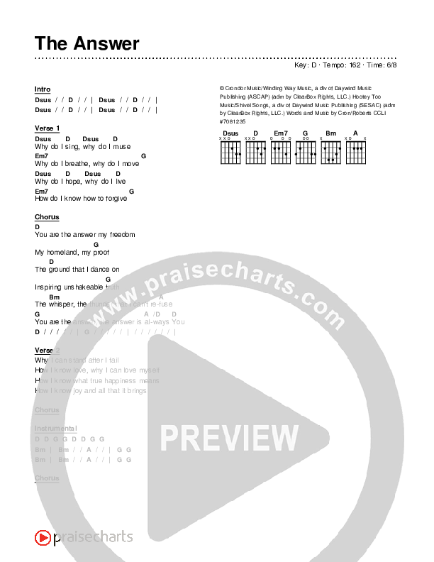 The Answer Chords & Lyrics (Kerrie Roberts)