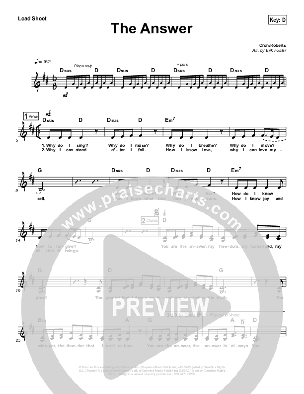 The Answer Lead Sheet (Kerrie Roberts)