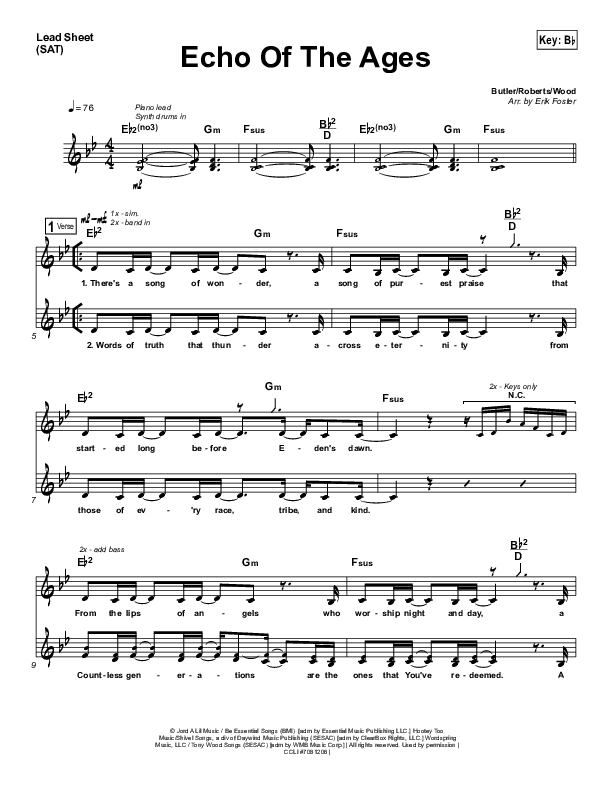 Echo Of The Ages Lead Sheet (Kerrie Roberts)