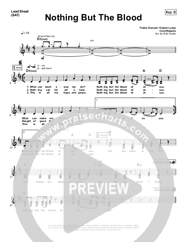 Nothing But The Blood Lead Sheet (Kerrie Roberts)