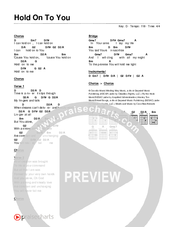 Hold On To You Chords & Lyrics (Kerrie Roberts)