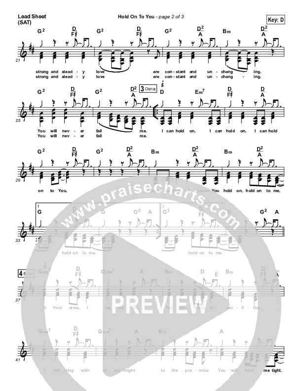 Hold On To You Lead Sheet (SAT) (Kerrie Roberts)