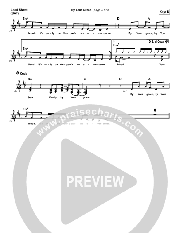 By Your Grace Lead Sheet (Kerrie Roberts)