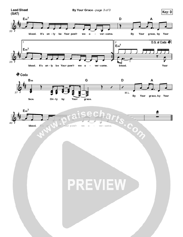 By Your Grace Lead Sheet (SAT) (Kerrie Roberts)