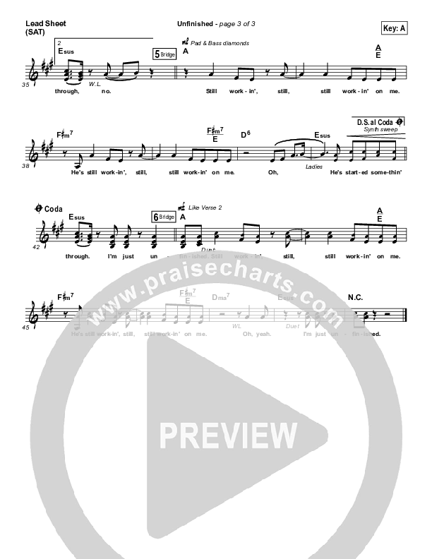 Unfinished Lead Sheet (SAT) (Mandisa)