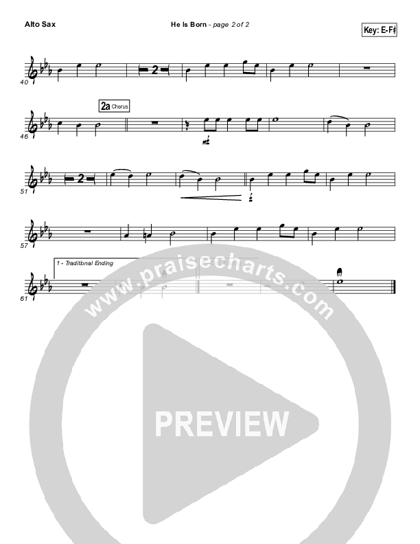 He Is Born Alto Sax ( / Traditional Carol / PraiseCharts)