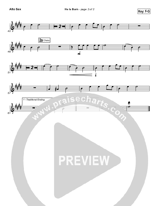 He Is Born Alto Sax ( / Traditional Carol / PraiseCharts)