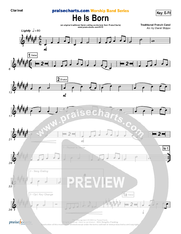 He Is Born Clarinet ( / Traditional Carol / PraiseCharts)
