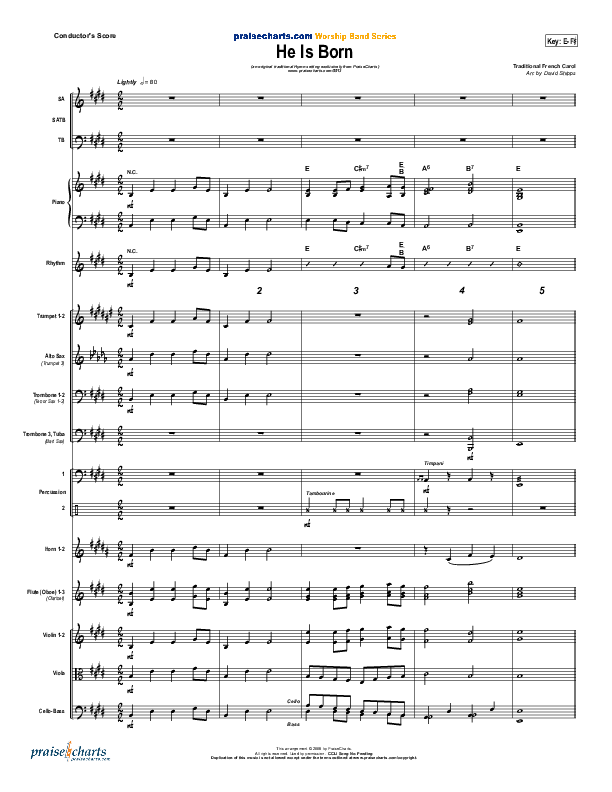 He Is Born Orchestration ( / Traditional Carol / PraiseCharts)