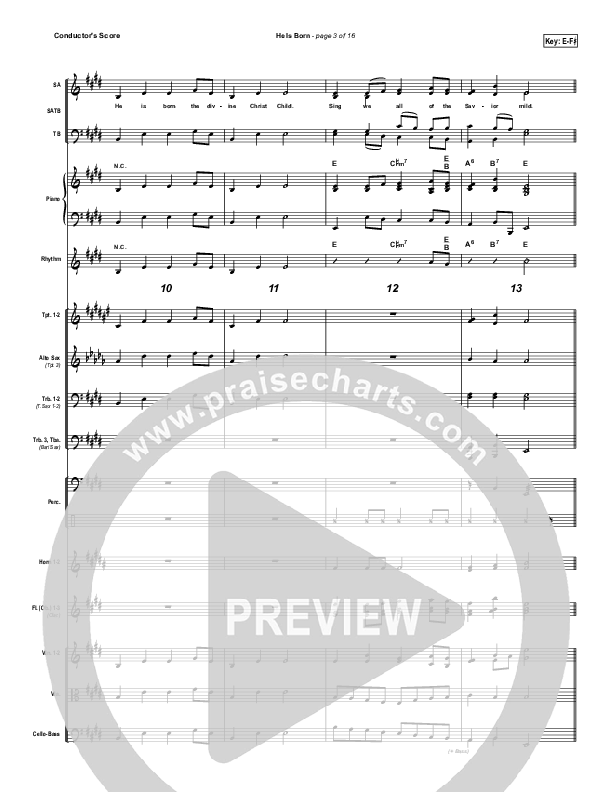 He Is Born Orchestration ( / Traditional Carol / PraiseCharts)
