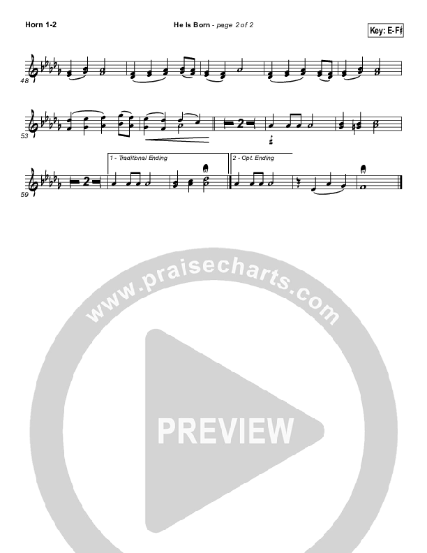 He Is Born French Horn 1/2 ( / Traditional Carol / PraiseCharts)