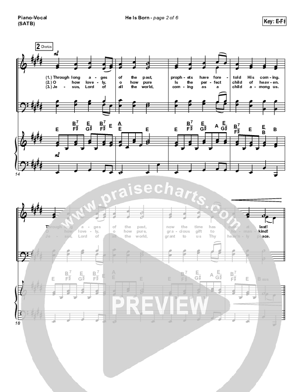 He Is Born Lead & Piano ( / Traditional Carol / PraiseCharts)