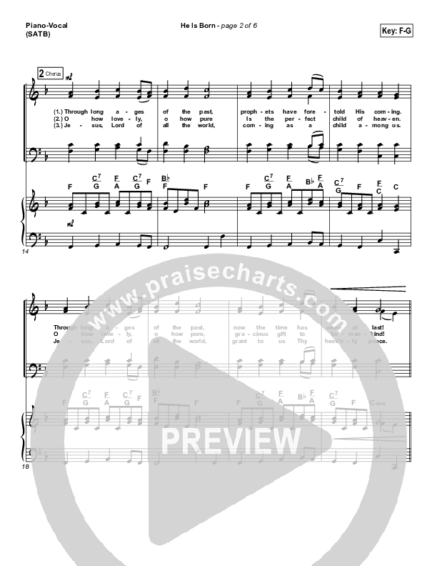 He Is Born Piano/Vocal Pack ( / Traditional Carol / PraiseCharts)