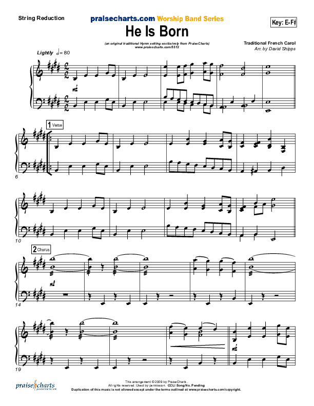 He Is Born Synth Strings ( / Traditional Carol / PraiseCharts)