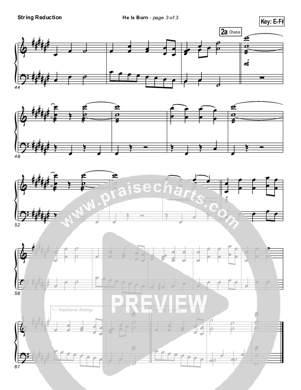 He Is Born Synth Strings ( / Traditional Carol / PraiseCharts)